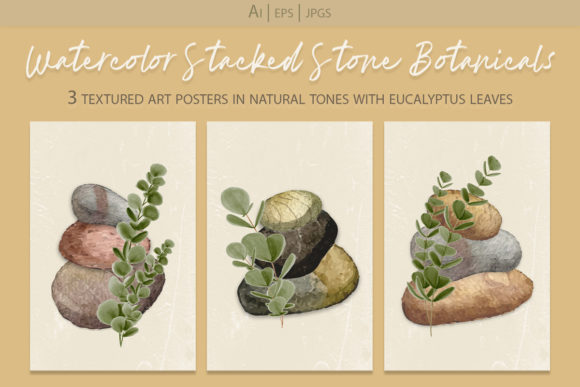 Download Watercolor Stacked Stones Poster Set 1 - Poster Collection