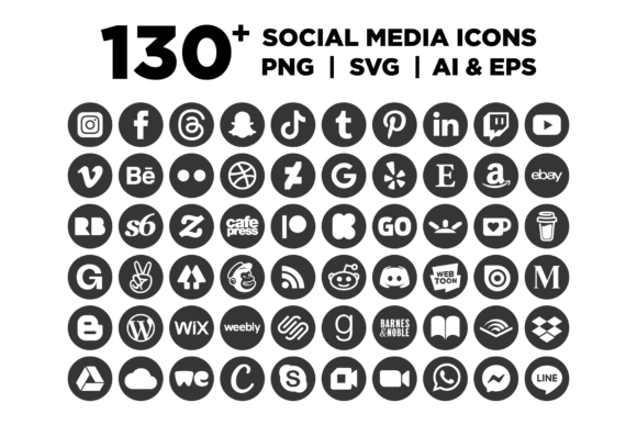 Download Dark Gray Circle Social Media Icons Set - Social media icons Collection