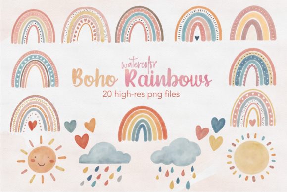 Download Watercolor Boho Rainbow Clipart&nbsp; - Boho Collection
