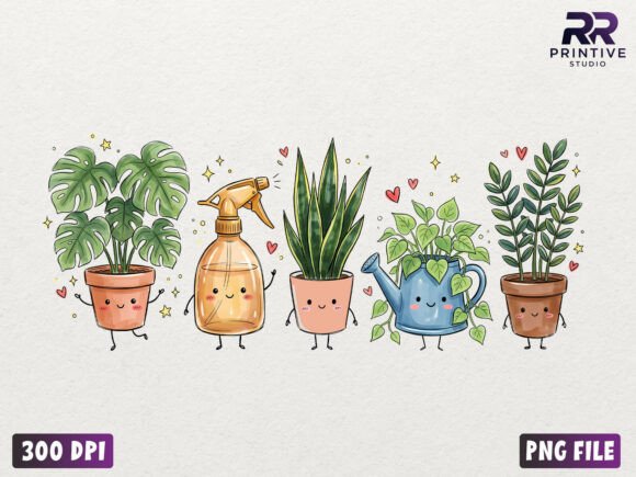 Download Preppy Plant Care Doodles PNG - Premium Resources