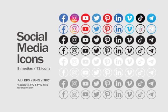 Download Circle Social Media Icons Set - 72 Icons - Social media icons Collection