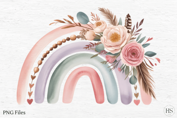 Download Floral Boho Rainbow PNG, Valentine PNG - Boho Collection