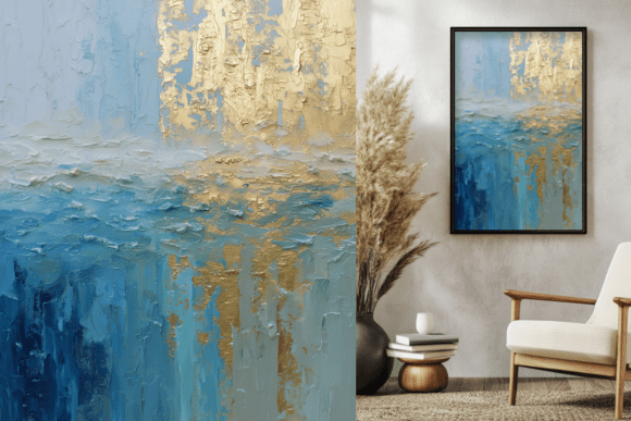 Download Blue &amp; Gold Textured Abstract Painting - Abstract painting Collection