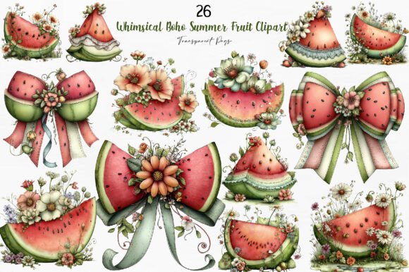 Download Whimsical Boho Summer Fruit Clipart - Boho Collection