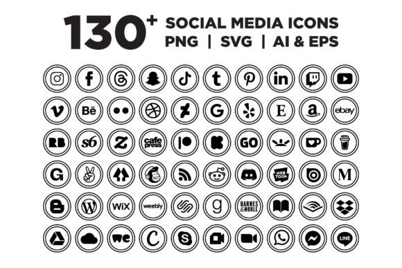 Download Circle Double Outline Social Media Icons - Premium Resources